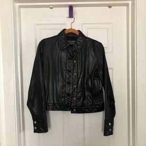 Banana Republic Black leather button jacket small